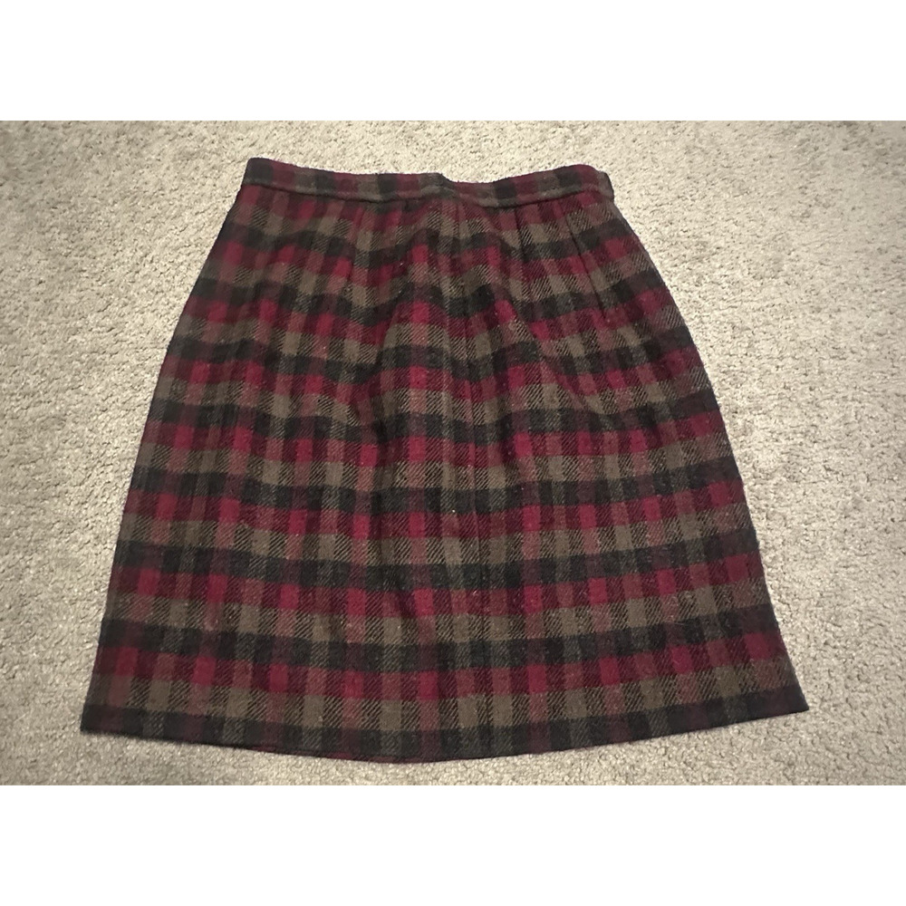 Pendleton 6 Skirt‎ Virgin Wool Plaid A-line Brown Black Red Made In USA Vintage